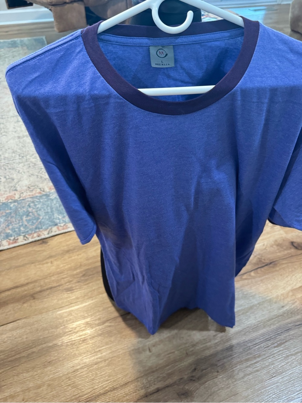 Madewell Purple Short-Sleeve Crewneck T-Shirt with Dark Collar